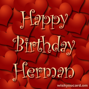 happy birthday Herman hearts card