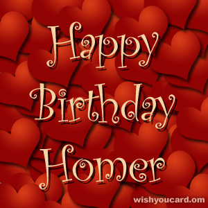 happy birthday Homer hearts card