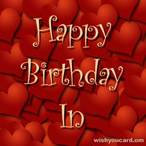 happy birthday In hearts card