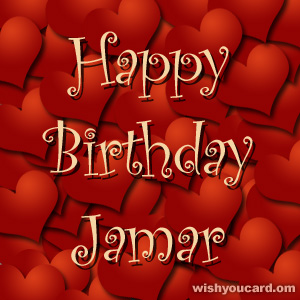 happy birthday Jamar hearts card