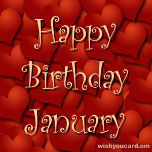 happy birthday January hearts card