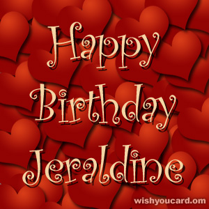 happy birthday Jeraldine hearts card