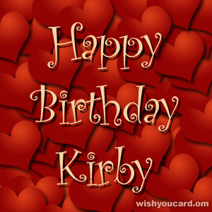 happy birthday Kirby hearts card