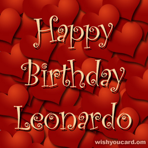 happy birthday Leonardo hearts card