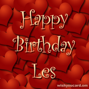 happy birthday Les hearts card