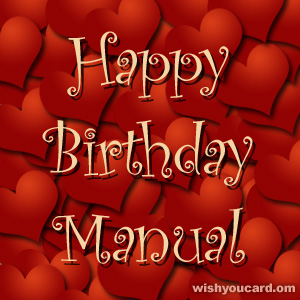 happy birthday Manual hearts card