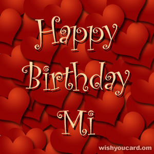 happy birthday Mi hearts card