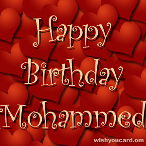 happy birthday Mohammed hearts card