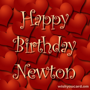 happy birthday Newton hearts card