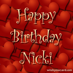 happy birthday Nicki hearts card