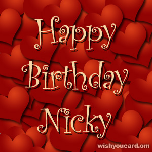 happy birthday Nicky hearts card