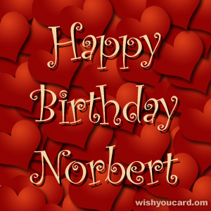 happy birthday Norbert hearts card