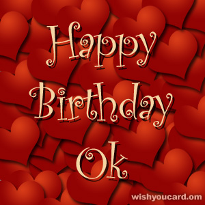 happy birthday Ok hearts card