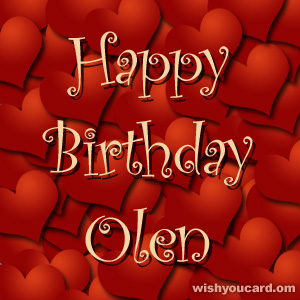 happy birthday Olen hearts card