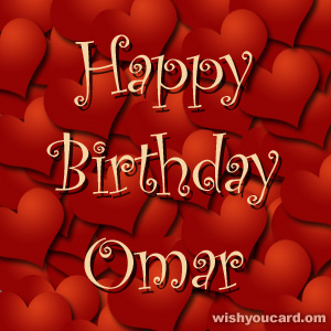 happy birthday Omar hearts card