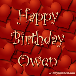 happy birthday Owen hearts card