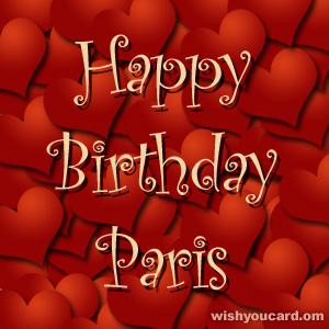 happy birthday Paris hearts card