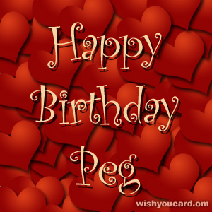 happy birthday Peg hearts card