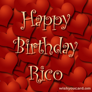 happy birthday Rico hearts card