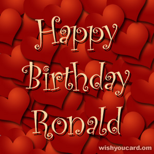 happy birthday Ronald hearts card