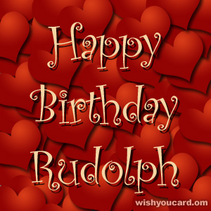 happy birthday Rudolph hearts card