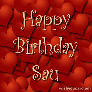 happy birthday Sau hearts card