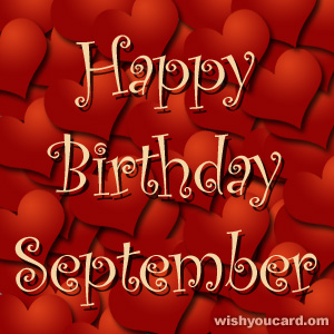 happy birthday September hearts card