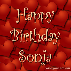 happy birthday Sonja hearts card