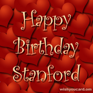 happy birthday Stanford hearts card