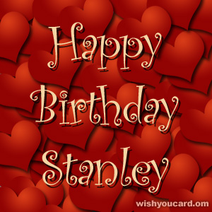 happy birthday Stanley hearts card