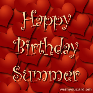 happy birthday Summer hearts card