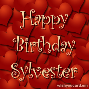 happy birthday Sylvester hearts card