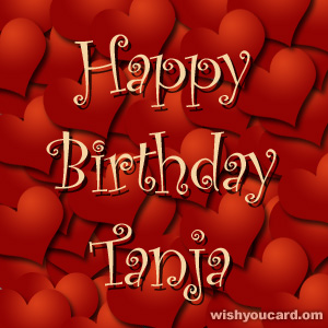 happy birthday Tanja hearts card