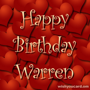 happy birthday Warren hearts card