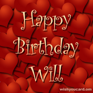 happy birthday Will hearts card