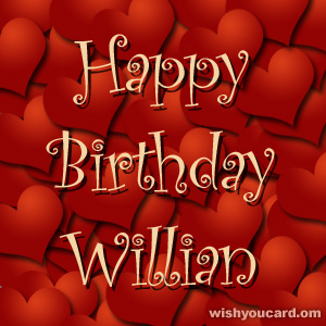 happy birthday Willian hearts card
