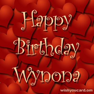 happy birthday Wynona hearts card