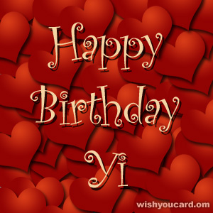 happy birthday Yi hearts card