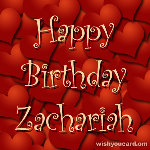happy birthday Zachariah hearts card