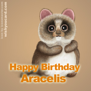 happy birthday Aracelis racoon card