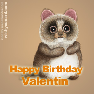 happy birthday Valentin racoon card