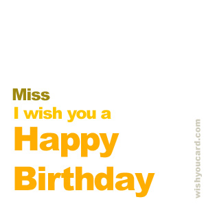 happy birthday Miss simple card